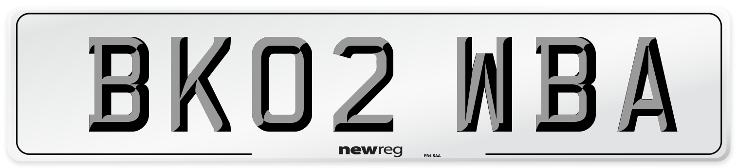BK02 WBA Number Plate from New Reg